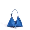 Bolso de hombro de cuero texturizado azul elegante bolso de mano casual chic hoy. - Azul Demonio de Agua