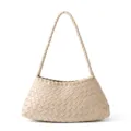 Sac porté épaule en cuir tressé beige, élégant sac hobo sous les bras pour femme travail. - Noisette Clair
