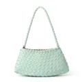 Mint Green Woven Leather Shoulder Bag Elegant Hobo Handbag Chic Commuter Daily Purse - Mint Green