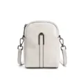 Fashionable white leather women crossbody bag, minimalist small mobile phone shoulder bag. - Milk White