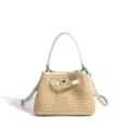 Straw Woven Shoulder Bag Summer Beach Crossbody Bag Casual Top Handle Bucket Handbag - 22x13x16CM / New Milkshake White