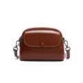 Sac Bandouliere Femme Cuir Vintage Retro Rond Sac Epaule Mode Chic Quotidien Elegant Sac - Café