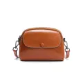 Sac bandoulière en cuir marron rétro petit sac d'épaule pour femme élégant style mode quotidien - Couleur caramel