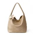 Sac à épaule tressé doré élégant sac hobo fourre-tout avec pendentif étoile mode - L / Or champagne