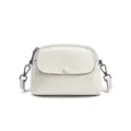 Sac bandoulière élégant en cuir véritable pour femme sac rond rétro vintage style quotidien - Blanc perle