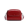 Genuine leather women vintage red shoulder crossbody bag stylish small round bag variant - Burgundy