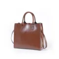 Sac cabas marron pour femme, élégant sac à bandoulière en cuir, grand fourre-tout chic. - Café