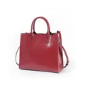 Sac à main femme en cuir véritable rouge, sac porté épaule élégant pour le travail et loisirs. - Bordeaux