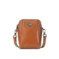 Petit sac bandouliere en cuir huile, sac de telephone portable chic pour les femmes. - Caramel (cuir de vachette)