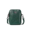 Green waxy leather crossbody phone bag, compact casual genuine leather shoulder bag for women. - Fruit Green (Cowhide)