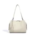 Bolso de hombro de cuero beige mujer minimalista bolso boston elegante chic nuevo - Blanco Crema