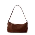 Borsa a tracolla in camoscio marrone da donna, elegante borsa hobo con cinturino largo. - Caffè