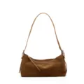 Borsa a tracolla in camoscio marrone borsa spalla donna minimalista pelle elegante - Colore caramello