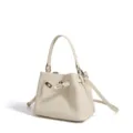 Bolso cubo de cuero blanco bolso bandolera minimalista con cierre de bloqueo metálico - Blanco