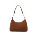 Sac à épaule en daim marron pour femme, élégant sac hobo avec lanière en cuir et métal. - Marron (cuir de vachette nubuck)