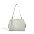 Bolso de hombro minimalista de cuero para mujer, elegante hobo bag con textura de grano suave. - Verde matcha
