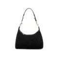 Sac porté épaule en daim noir pour femme, sac à main élégant pour bureau avec détails argentés. - Noir (cuir de vachette nubuck)