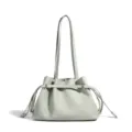Elegante bolso de hombro de cuero genuino para mujer, bolso saco gris minimalista. - Verde matcha