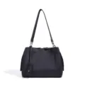 Borsa a spalla in vera pelle nera borsa da sotto l'ascella minimalista elegante donna chic - Nero