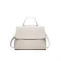 Elegant women's genuine leather shoulder handbag, spacious top handle commuter crossbody bag. - Off White