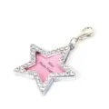 Mooie glinsterende ster pet ID-tag met strassteentjes en roze fotolijstje hanger - Pentagram