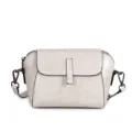 Sac bandoulière coquillage femme en cuir ciré gris, sac à main mode décontracté polyvalent. - Blanc perle