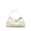 Bolso de mano minimalista de cuero para mujer, elegante bolso de hombro en color crema elegante. - Blanco Crema