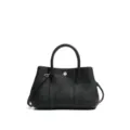Bolso de mano de cuero negro con asa y bandolera, pequeño bolso elegante y chic. - Negro