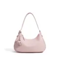 Bolso de hombro hobo de cuero rosa, diseño de media luna minimalista con elegante borla. - Rosa de Ensueño