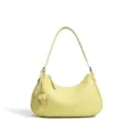 Buttergelbe Umhängetasche aus echtem Leder Mondförmige Handtasche für Damen Elegant Stilvoll - Küken Gelb