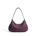 Bolso de hombro de cuero morado media luna minimalista mujer hobo bolso diario. - Púrpura Uva