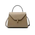 Femme sac a main minimaliste poignee superieure cuir structure trapeze cabas de travail quotidien - L / Gris éléphant