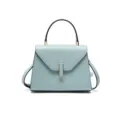 Sac à main bleu clair en cuir avec fermoir métallique élégant, sac porté épaule pour femmes. - S / Bleu Lin