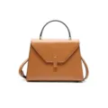 Elegant brown leather handbag with top handle and metal closure for women commute style. - S / Golden Brown