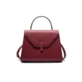 Red leather top handle bag, elegant luxury shoulder handbag for women work commute daily use - S / Burgundy