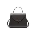 Elegant dark grey leather handbag with top handle and metal clasp for women commuting daily style. - S / Dark Gray