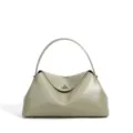 Elegant sage green leather shoulder bag, stylish minimalist commuting handbag for women. - Dried Grass Green