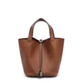 Borsa a secchiello in marrone con serratura, elegante borsa da donna variante. - 18 cm Marrone dorato (fibbia argentata)