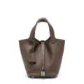 Donna Vera Pelle Borsa A Secchiello Marrone Di Nicchia Borsetta Di Alta Qualità Pelle - Khaki 18 cm (fibbia d'argento)