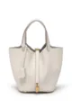 Elegante borsa a secchiello in vera pelle da donna, borsa chic con lucchetto di moda. - 18 cm bianco crema (fibbia oro)