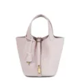 Borsa secchiello in vera pelle viola, borsa in pelle bovina di alta qualita chic. - 18 cm Viola da sogno (hardware dorato)