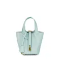 Borsa a secchiello in vera pelle azzurra di alta qualità, elegante borsetta con serratura. - 14 cm Blu estivo (hardware dorato)