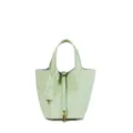 Borsa a secchiello in vera pelle verde chiaro elegante borsa a mano stile chic donna - 14 cm Vert Fizz (hardware dorato)