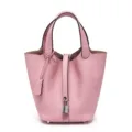 Borsa a secchiello in vera pelle rosa borsa a mano elegante e raffinata da donna - Rosa 3Q 22 cm (fibbia d'argento)