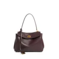 Sac à bandoulière en cuir pour femme, élégant sac fourre-tout bordeaux de luxe. - Rouge Vin Petit Boucle Dorée