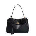 Black leather shoulder bag large capacity tote bag premium commuter crossbody bag for women - Large Black Gold Buckle