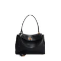 Sac à main bandoulière en cuir noir grande capacité élégant cabas pour le travail quotidien - Petit noir et argent