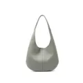 Grey leather shoulder bag, minimalist underarm hobo bag, stylish daily commute tote for women - Silver Gray