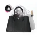 Sac cabas Garden Party en cuir noir, grand sac à main fourre-tout élégant pour femmes. - 36cm / Noir