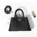 Sac cabas noir en cuir veritable, grand sac a main elegante pour femme avec bandouliere. - 25cm / Noir